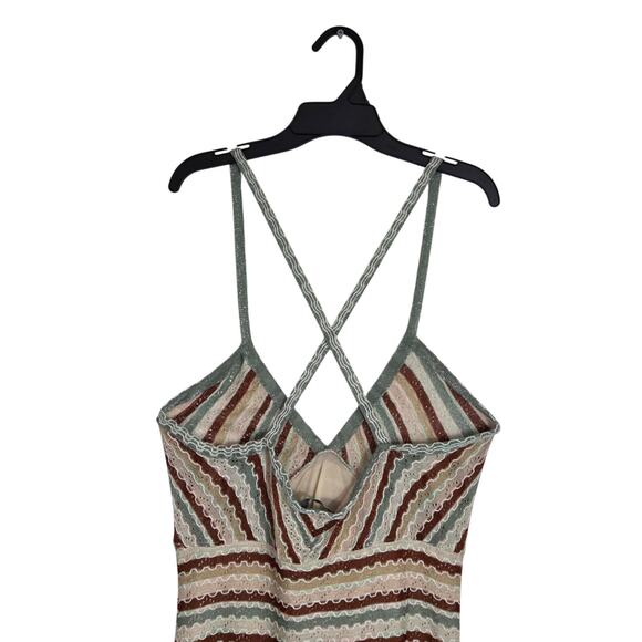 Missoni Knit Bodycon Mini Dress‎ Size 10 Multicolor Striped Boho Crisscross Back - Picture 9 of 13